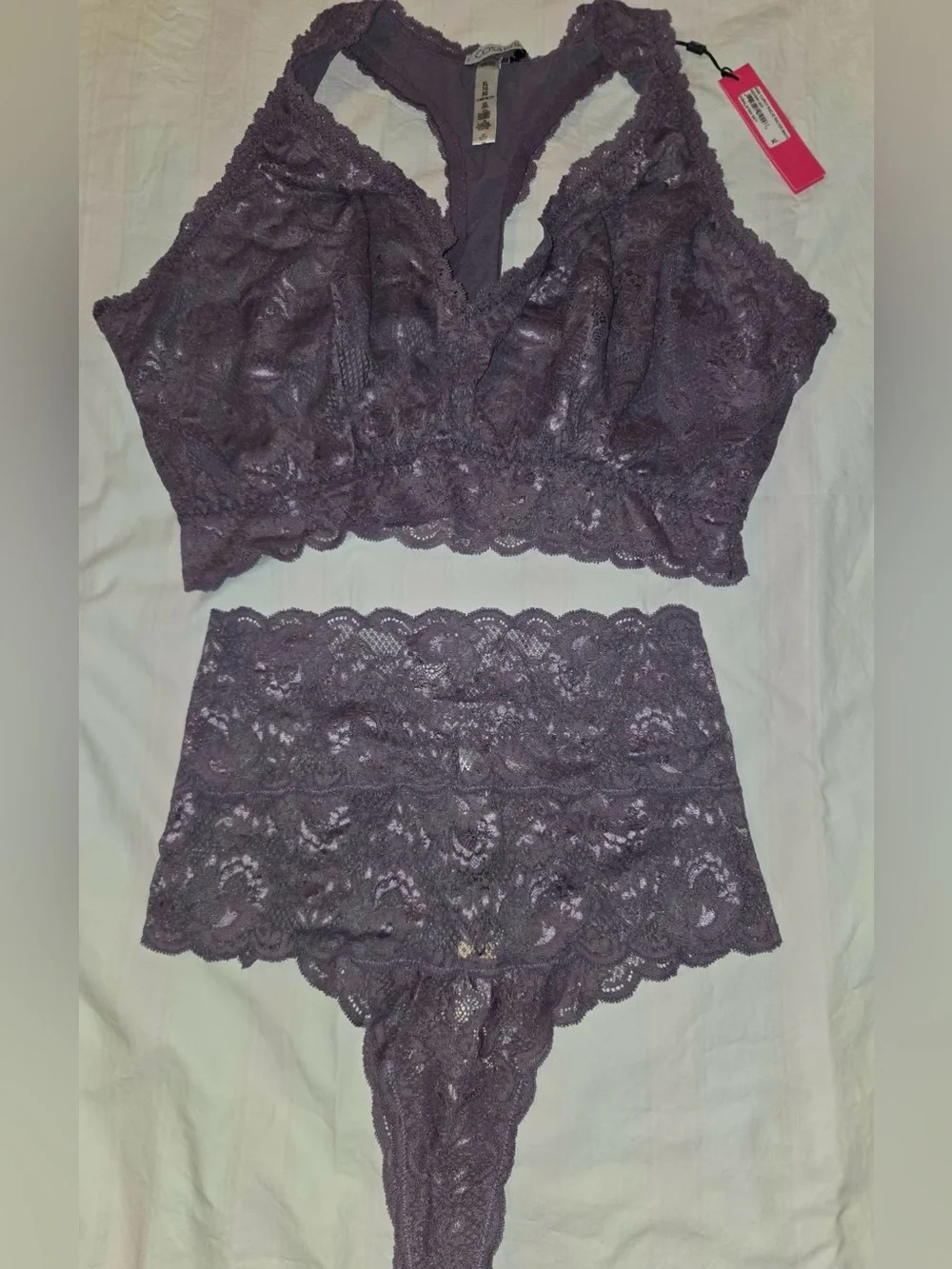 Cosabella NSN Curvy Racie Racerback Bralette & Thong L/XL in Himalayan Sky